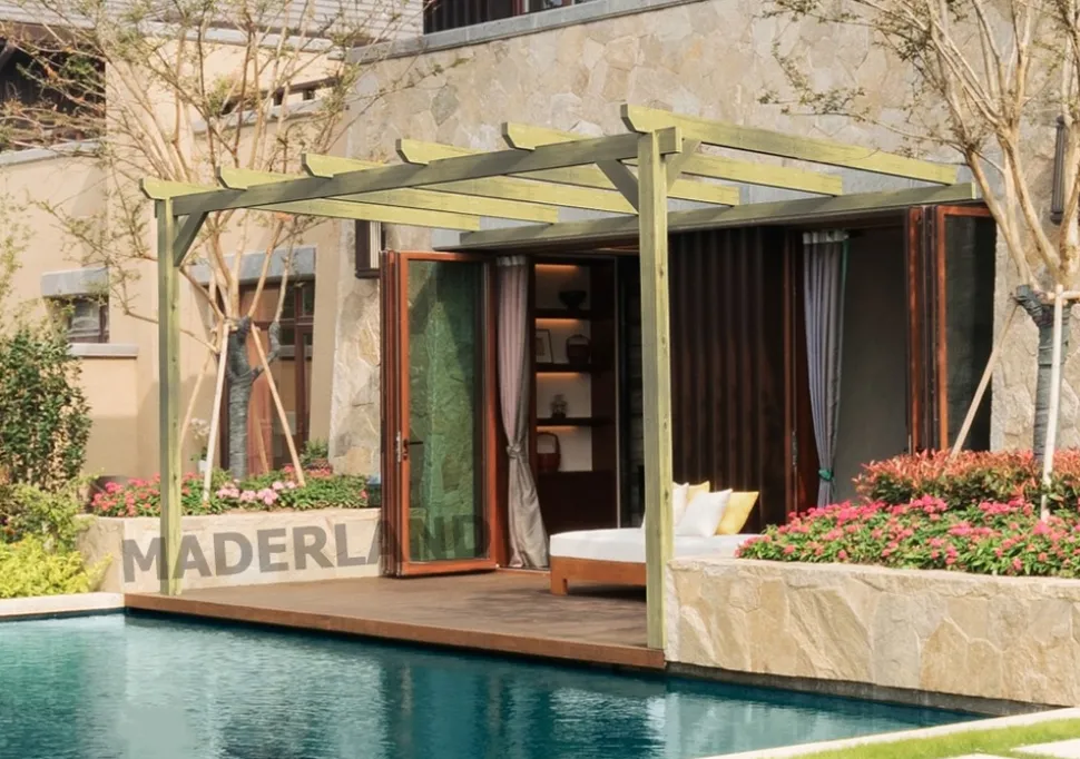 MADERLAND - Pergola en bois adossée - modèle narbonne - 300 x 300 cm