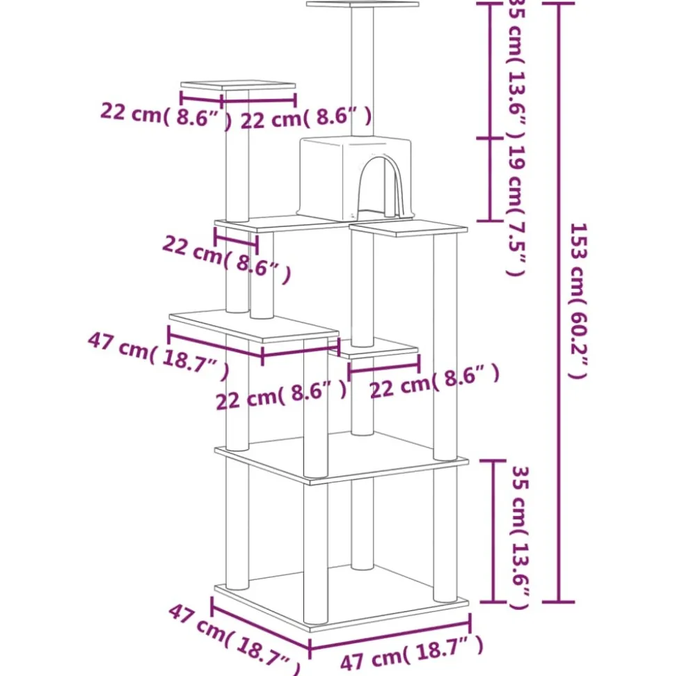 MAISON EXCLUSIVE - Arbre à chat avec griffoirs en sisal crème 153 cm
