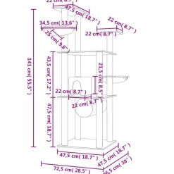 MAISON EXCLUSIVE - Arbre à chat avec griffoirs en sisal gris clair 141 cm