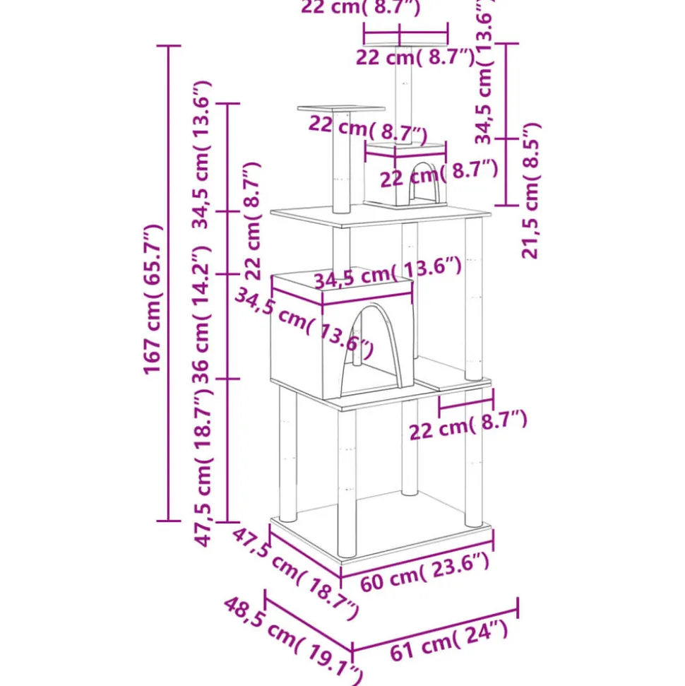 MAISON EXCLUSIVE - Arbre à chat avec griffoirs en sisal gris foncé 167 cm