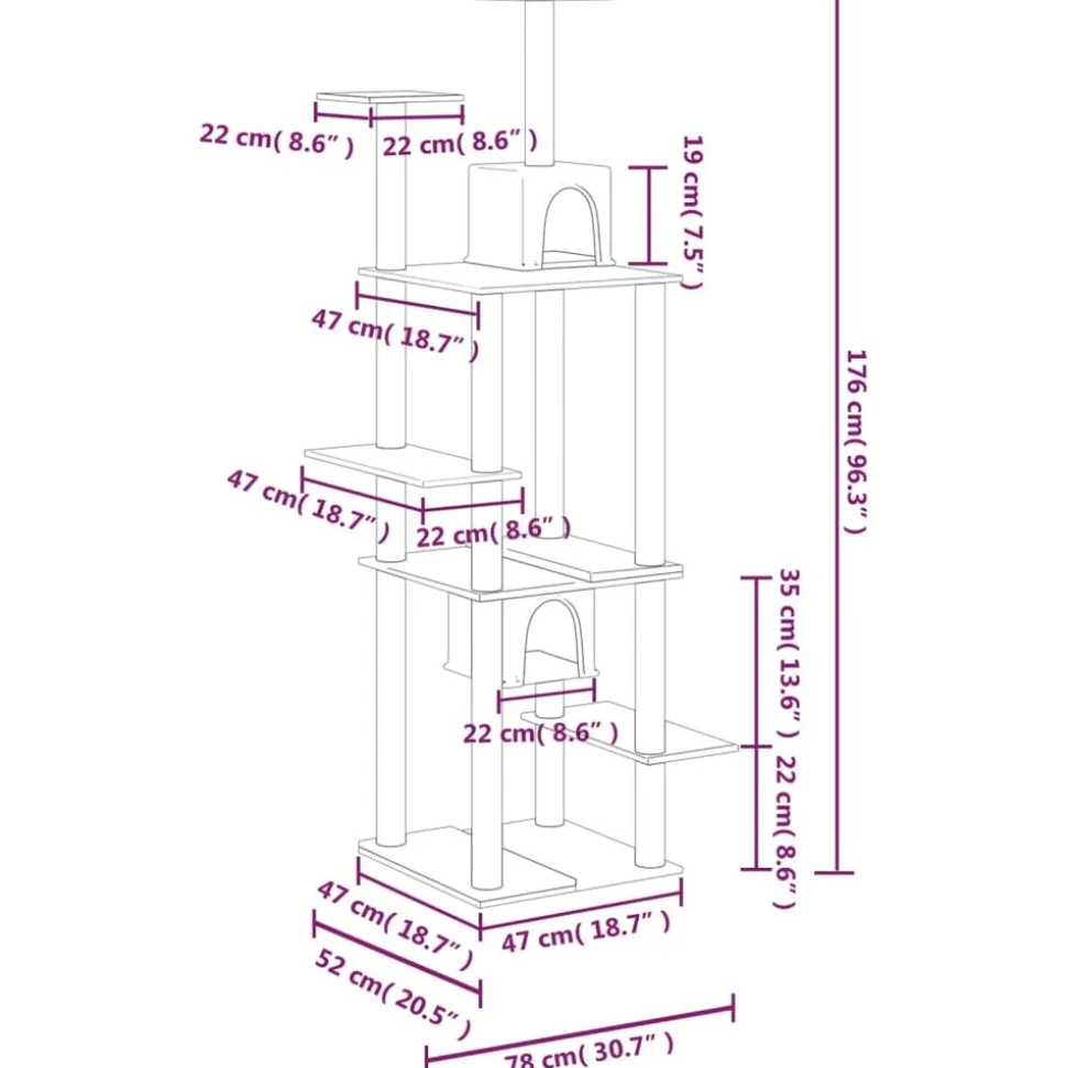 MAISON EXCLUSIVE - Arbre à chat avec griffoirs en sisal gris clair 176 cm