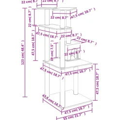 MAISON EXCLUSIVE - Arbre à chat avec griffoirs en sisal gris clair 123 cm