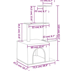 MAISON EXCLUSIVE - Arbre à chat avec griffoirs en sisal gris clair 110 cm