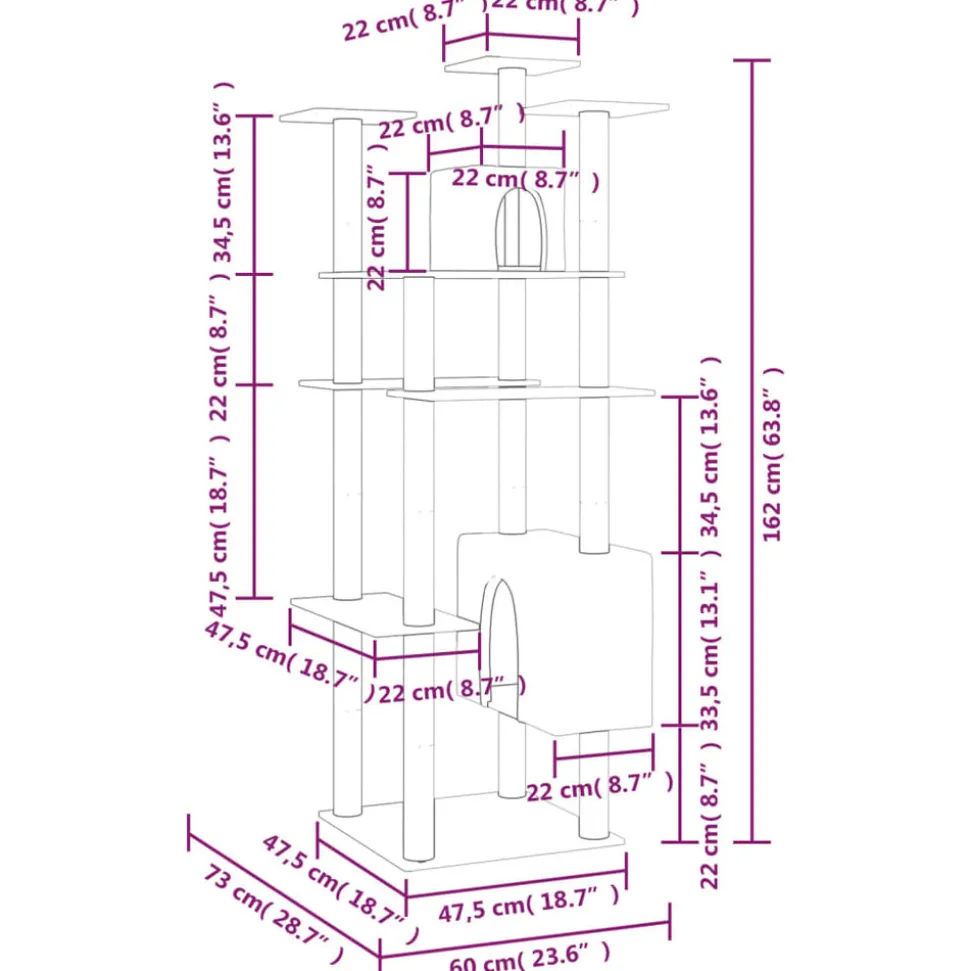 MAISON EXCLUSIVE - Arbre à chat avec griffoirs en sisal gris foncé 162 cm