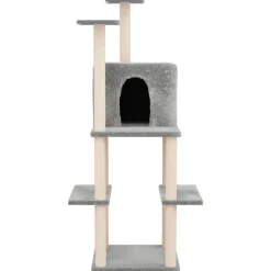 MAISON EXCLUSIVE - Arbre à chat avec griffoirs en sisal gris clair 144,5 cm