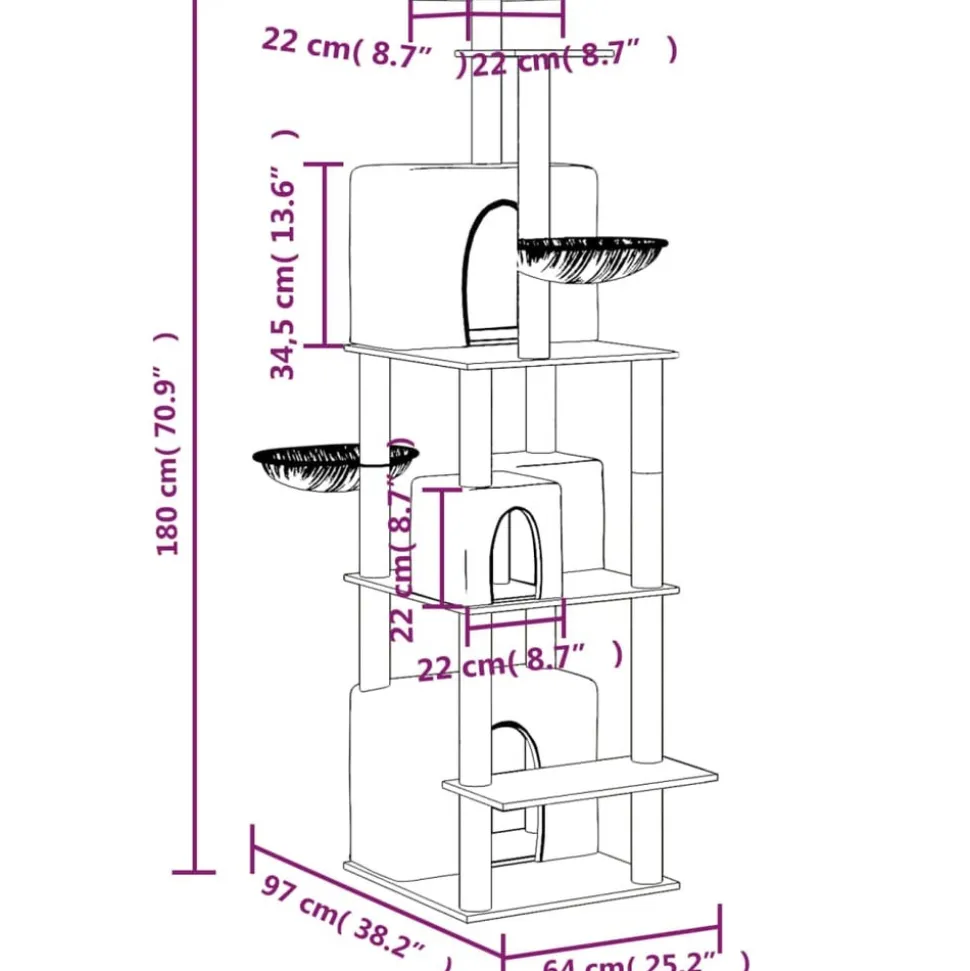 MAISON EXCLUSIVE - Arbre à chat avec griffoirs en sisal crème 180 cm