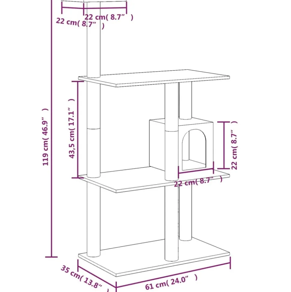 MAISON EXCLUSIVE - Arbre à chat avec griffoirs en sisal gris clair 119 cm