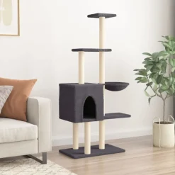MAISON EXCLUSIVE - Arbre à chat avec griffoirs en sisal gris foncé 145 cm