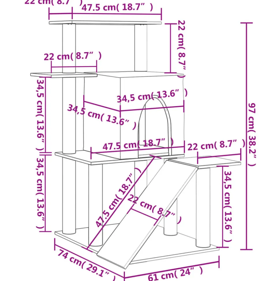 MAISON EXCLUSIVE - Arbre à chat avec griffoirs en sisal gris clair 97 cm