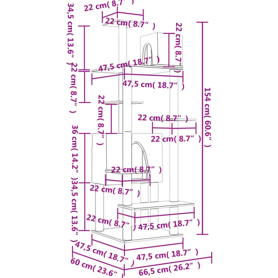 MAISON EXCLUSIVE - Arbre à chat avec griffoirs en sisal crème 154 cm