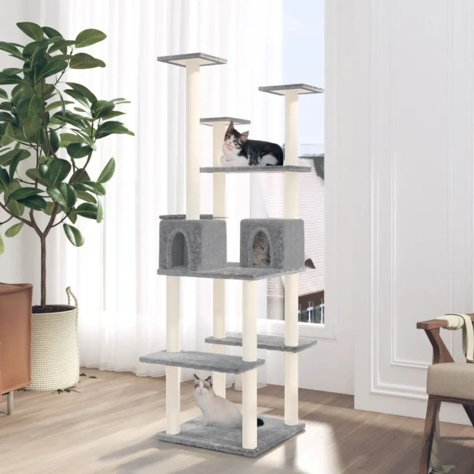 MAISON EXCLUSIVE - Arbre à chat avec griffoirs en sisal gris clair 167 cm