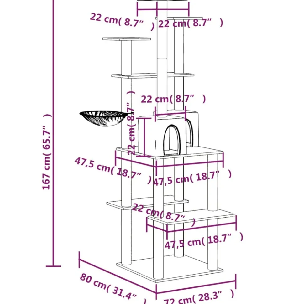 MAISON EXCLUSIVE - Arbre à chat avec griffoirs en sisal gris clair 167 cm