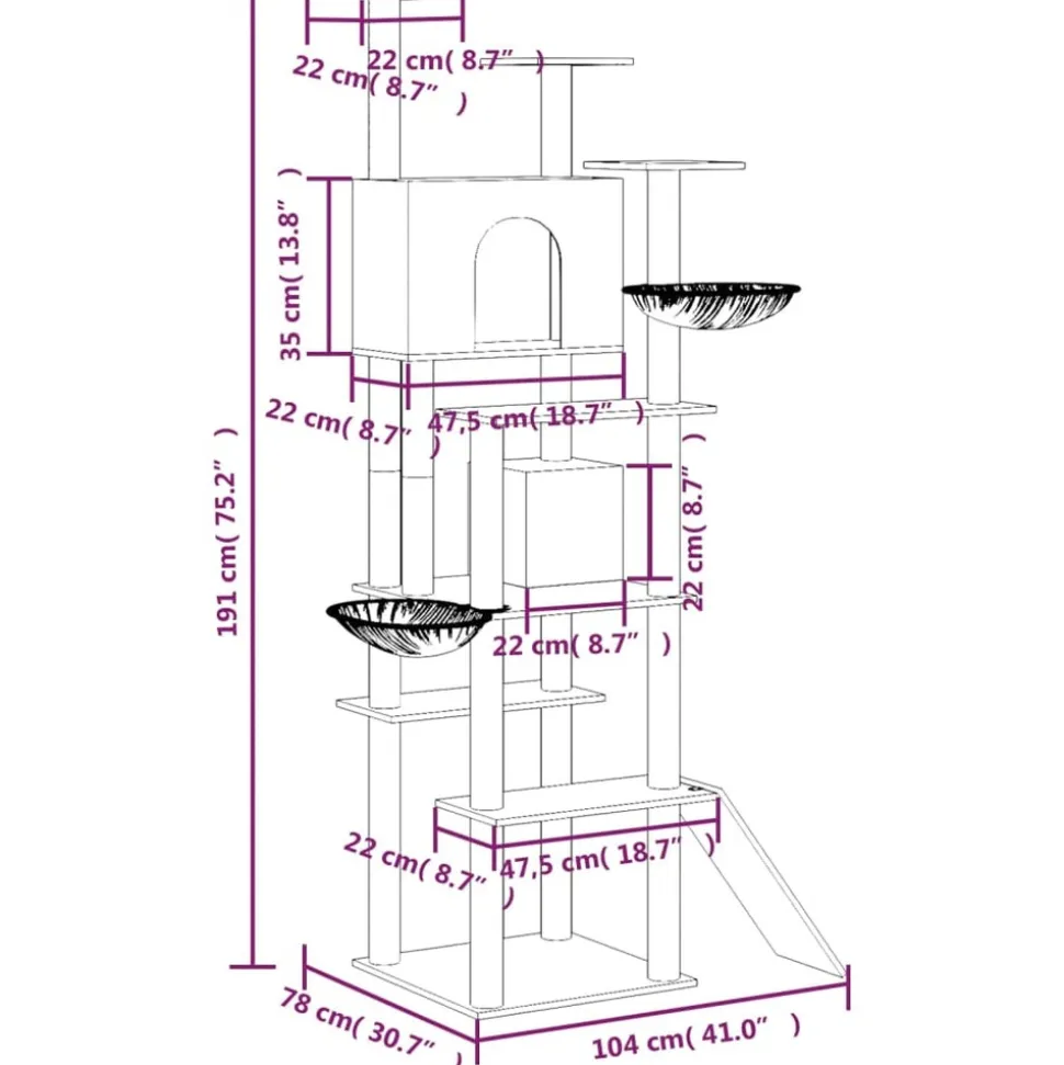 MAISON EXCLUSIVE - Arbre à chat avec griffoirs en sisal gris foncé 191 cm