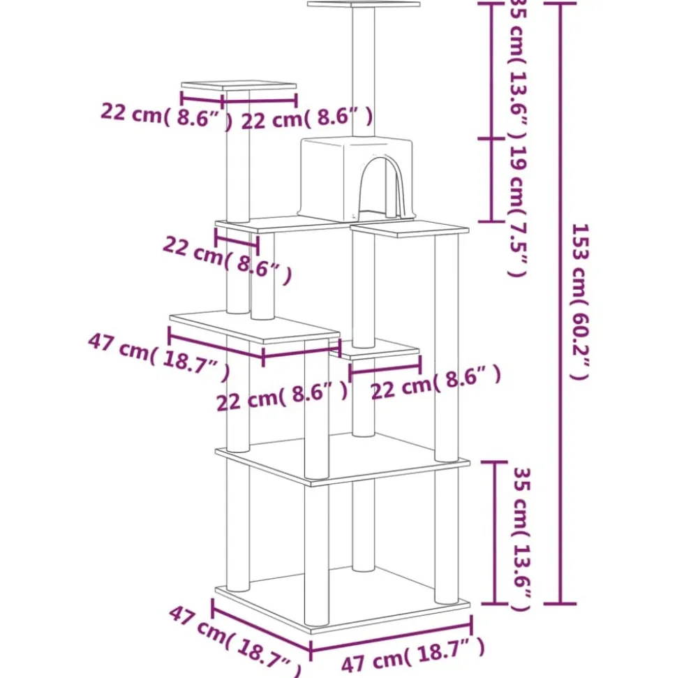 MAISON EXCLUSIVE - Arbre à chat avec griffoirs en sisal gris clair 153 cm
