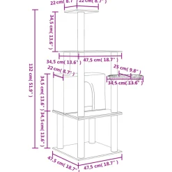 MAISON EXCLUSIVE - Arbre à chat avec griffoirs en sisal gris clair 132 cm
