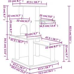 MAISON EXCLUSIVE - Arbre à chat avec griffoirs en sisal gris foncé 82,5 cm