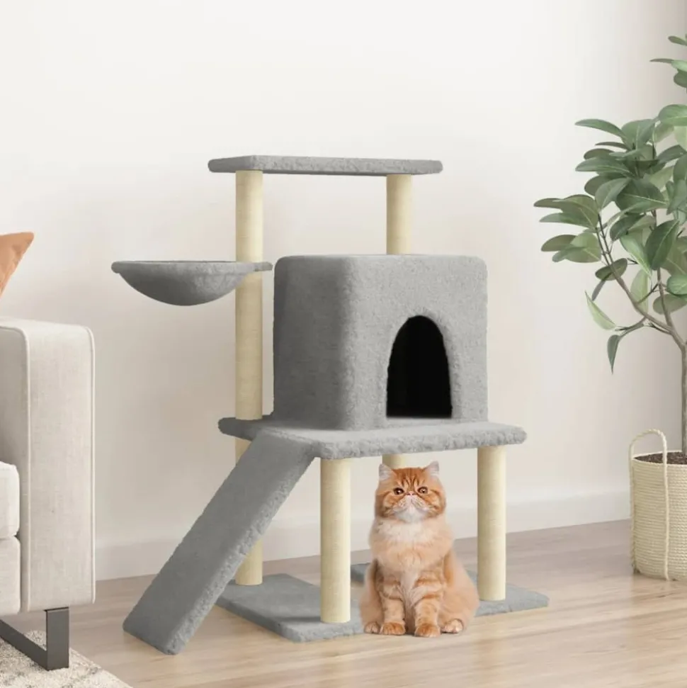 MAISON EXCLUSIVE - Arbre à chat avec griffoirs en sisal gris clair 96,5 cm