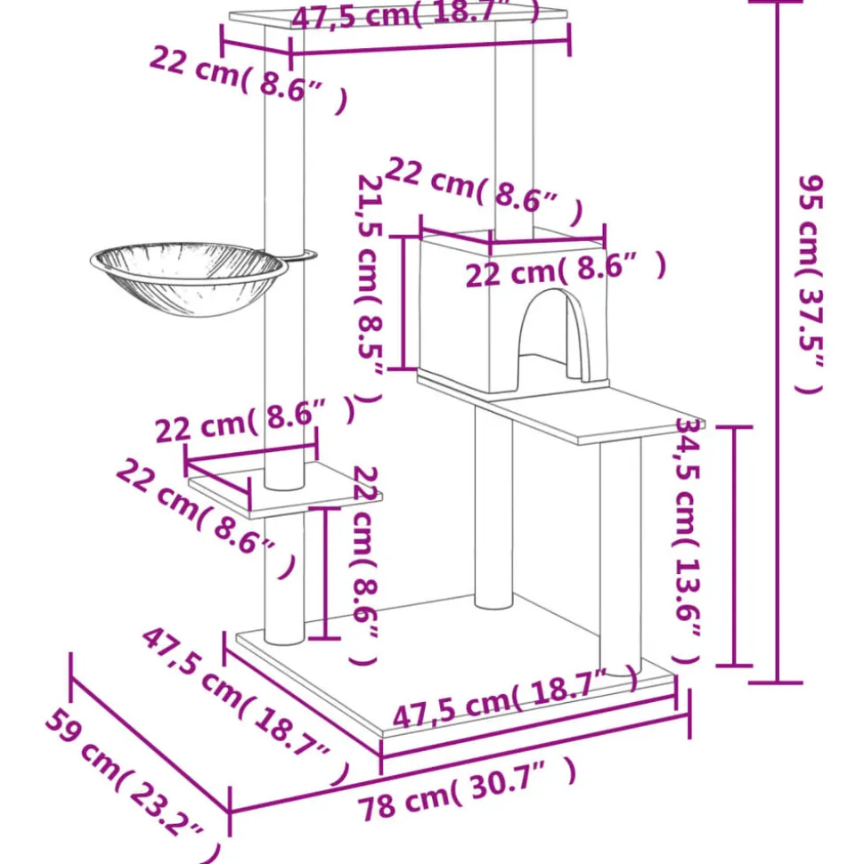 MAISON EXCLUSIVE - Arbre à chat avec griffoirs en sisal crème 95 cm