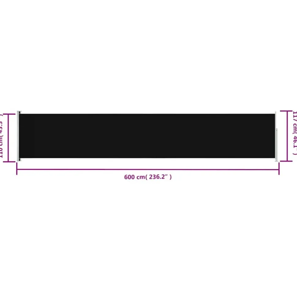MAISON EXCLUSIVE - Auvent latéral rétractable de patio 117x600 cm noir