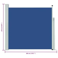 MAISON EXCLUSIVE - Auvent latéral rétractable de patio 170x300 cm bleu