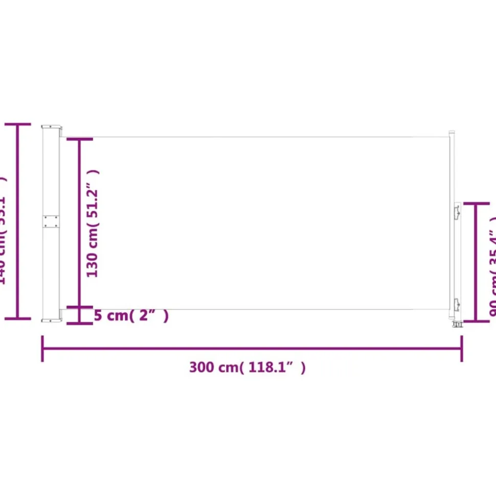 MAISON EXCLUSIVE - Auvent latéral rétractable de patio 140 x 300 cm gris