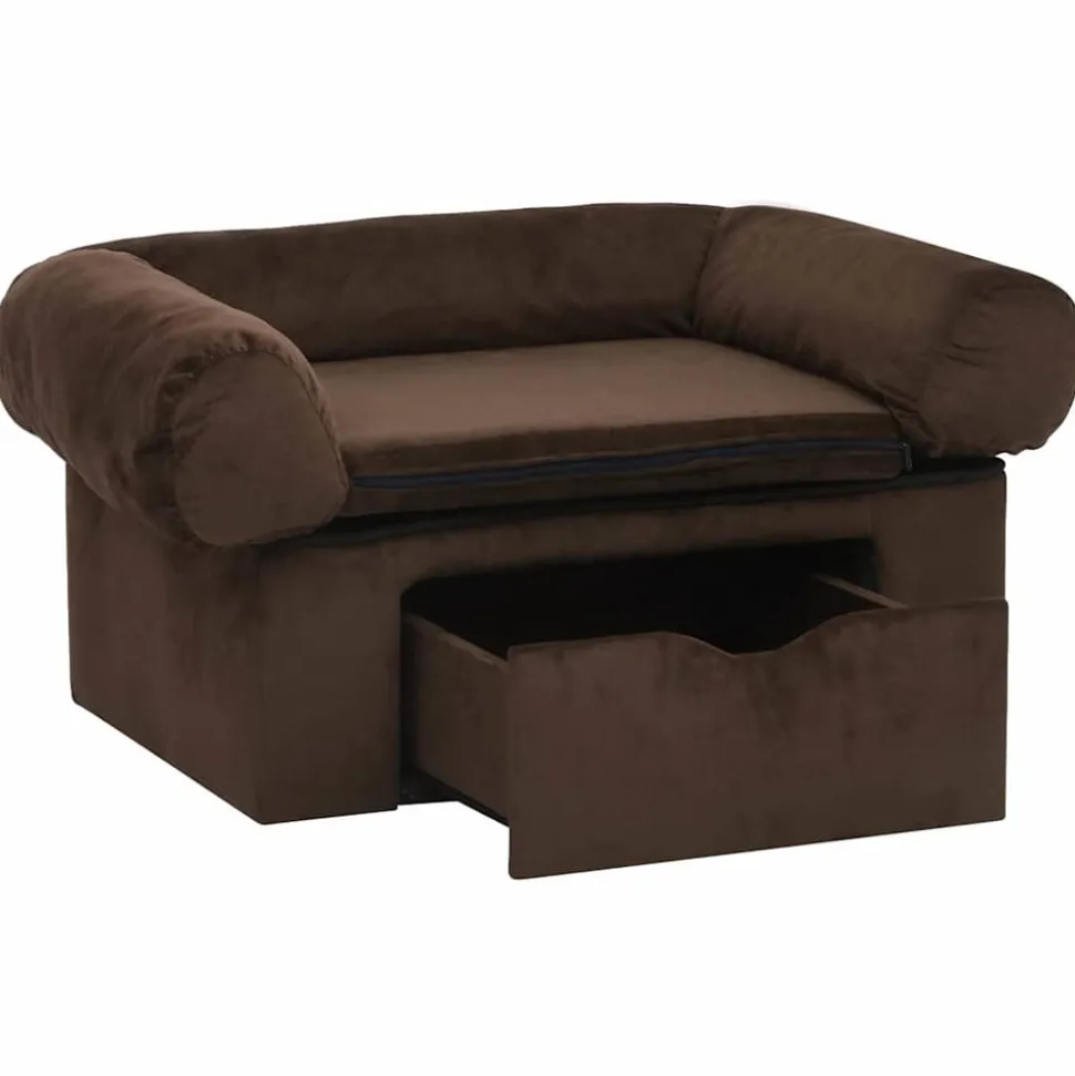 MAISON EXCLUSIVE - Canapé pour chien avec tiroir marron 75x50x38 cm peluche