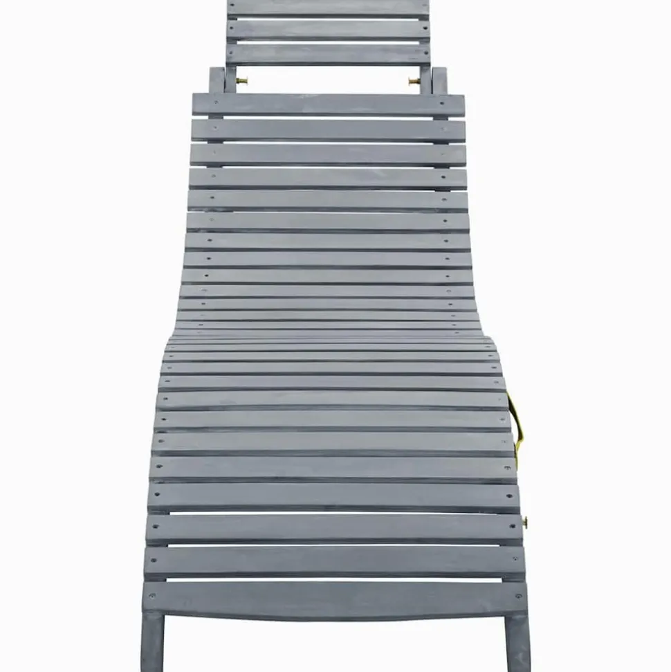 MAISON EXCLUSIVE - Chaise longue avec coussin gris bois d'acacia solide