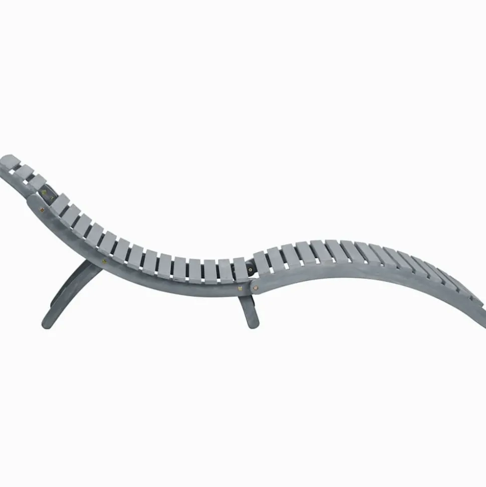 MAISON EXCLUSIVE - Chaise longue avec coussin gris bois d'acacia solide