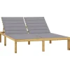 MAISON EXCLUSIVE - Chaise longue double et coussins gris bois de pin imprégné