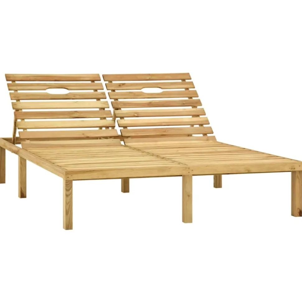 MAISON EXCLUSIVE - Chaise longue double et coussins gris bois de pin imprégné