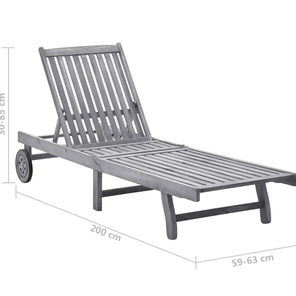 MAISON EXCLUSIVE - Chaise longue de jardin avec coussin gris bois d'acacia solide