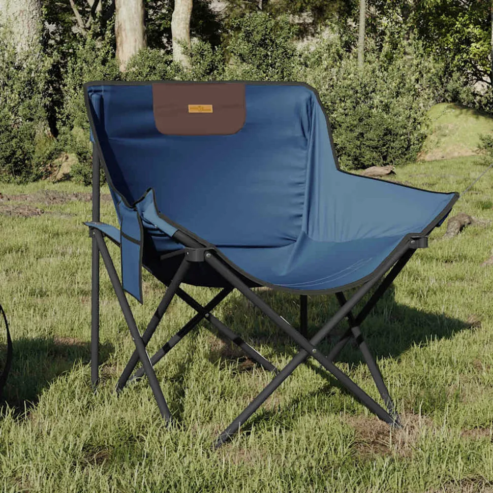 MAISON EXCLUSIVE - Chaise de camping avec poche pliable lot de 2 bleu