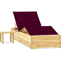 MAISON EXCLUSIVE - Chaise longue de jardin avec table et coussin pin imprégné