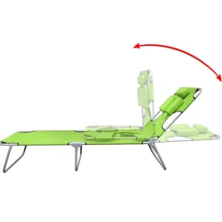MAISON EXCLUSIVE - Chaise longue avec coussin de tête acier enduit de poudre vert