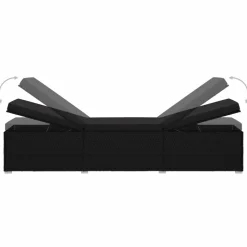 MAISON EXCLUSIVE - Chaise longue avec coussin et table à thé résine tressée noir