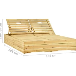 MAISON EXCLUSIVE - Chaise longue double et coussins gris bois de pin imprégné