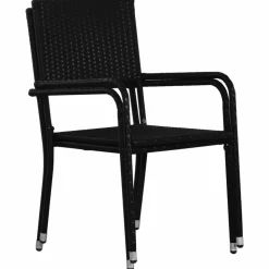 MAISON EXCLUSIVE - Chaise à dîner de jardin empilable lot de 4 noir résine tressée