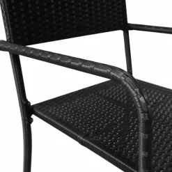 MAISON EXCLUSIVE - Chaise à dîner de jardin empilable lot de 4 noir résine tressée