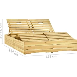 MAISON EXCLUSIVE - Chaise longue double et coussins gris bois de pin imprégné
