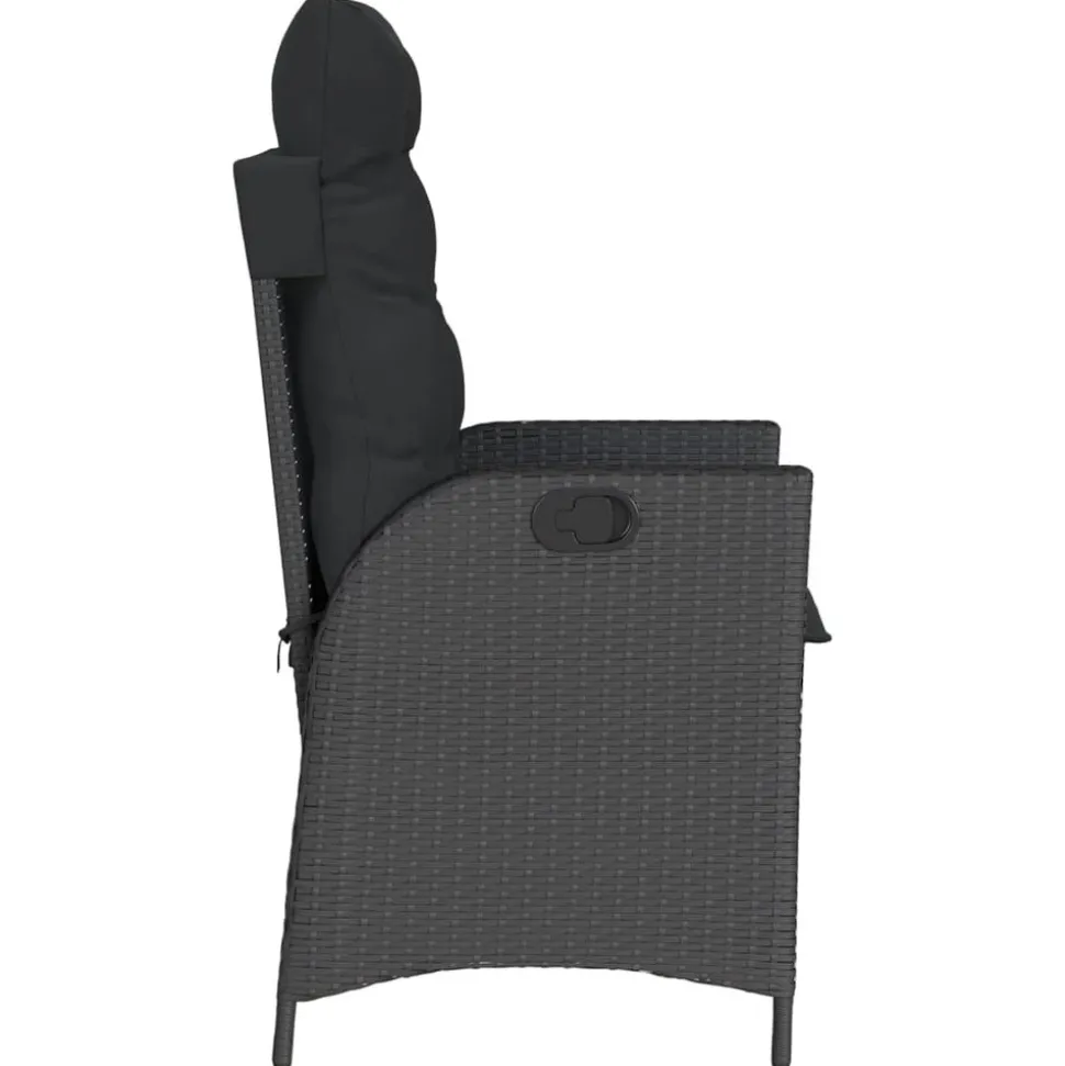 MAISON EXCLUSIVE - Chaise inclinable de jardin avec coussins noir résine tressée