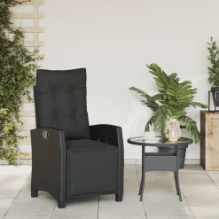 MAISON EXCLUSIVE - Chaise inclinable de jardin et repose-pied noir résine tressée