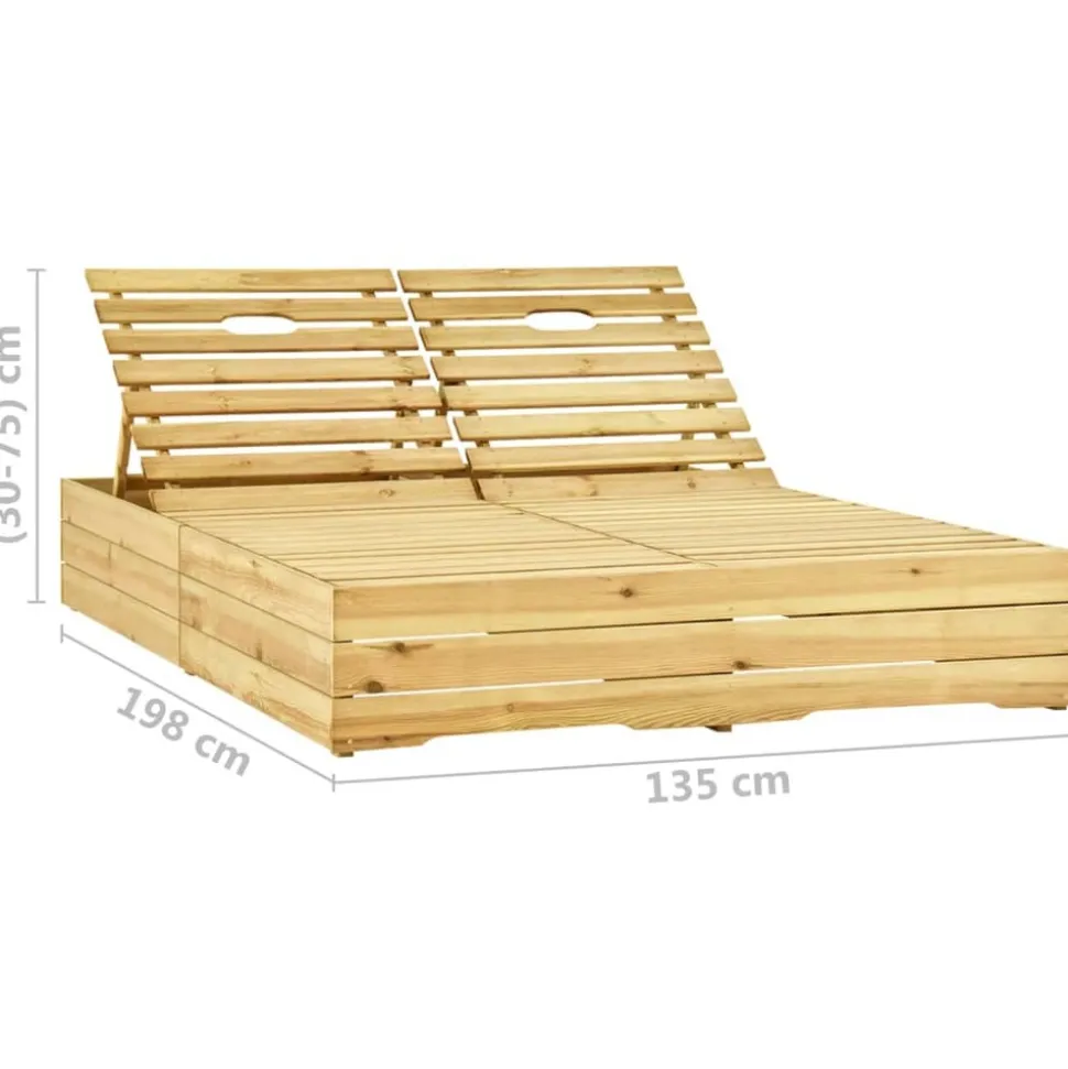 MAISON EXCLUSIVE - Chaise longue double avec coussins bois de pin imprégné