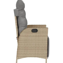 MAISON EXCLUSIVE - Chaise inclinable de jardin et repose-pied mélange beige rotin