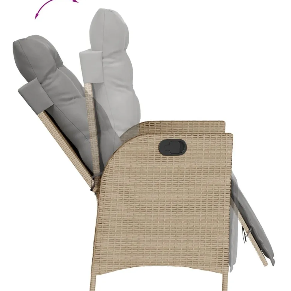 MAISON EXCLUSIVE - Chaise inclinable de jardin et repose-pied mélange beige rotin