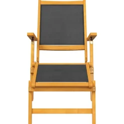 MAISON EXCLUSIVE - Chaise longue d'extérieur avec table acacia massif et textilène