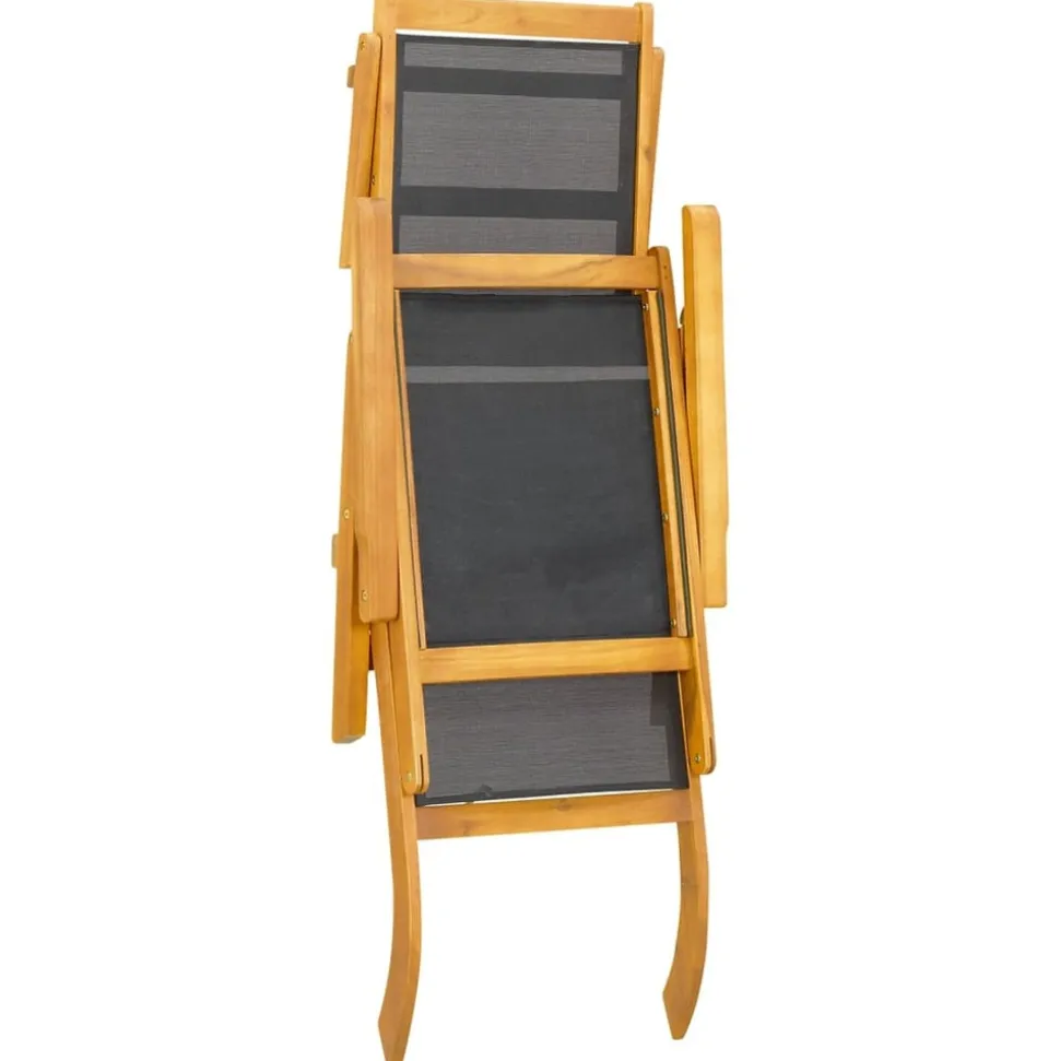 MAISON EXCLUSIVE - Chaise longue d'extérieur avec table acacia massif et textilène