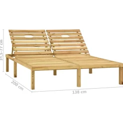 MAISON EXCLUSIVE - Chaise longue double et coussins bordeaux bois de pin imprégné
