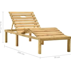 MAISON EXCLUSIVE - Chaise longue avec coussin rouge bois de pin imprégné