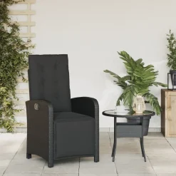 MAISON EXCLUSIVE - Chaise inclinable de jardin et repose-pied noir résine tressée