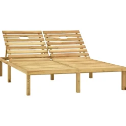 MAISON EXCLUSIVE - Chaise longue double et coussins taupe bois de pin imprégné